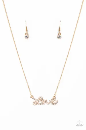 Paparazzi Necklace ~ Head Over Heels In Love - Gold