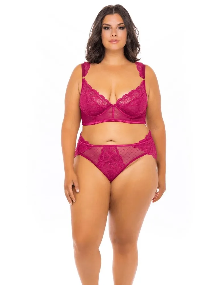 Plus Size Cherries Lace Crop Bra Set