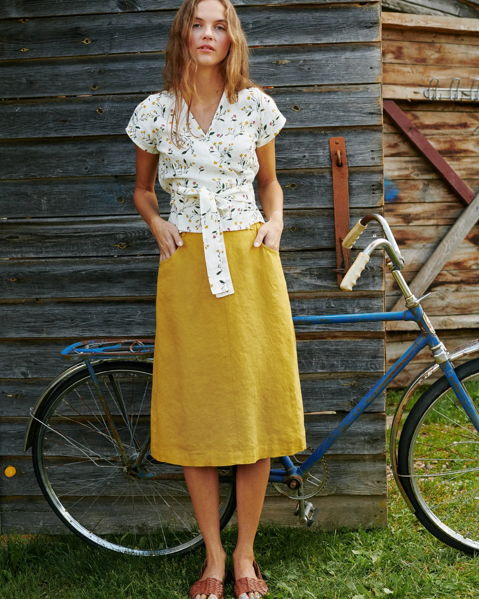 R: MATERA linen skirt (Size: S; Color: Admiral Blue)