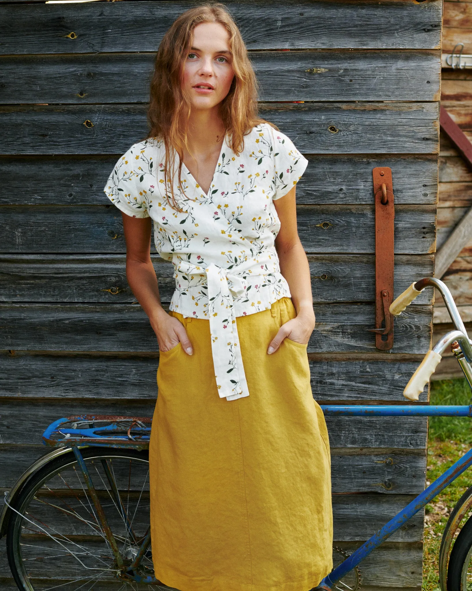 R: MATERA linen skirt (Size: S; Color: Admiral Blue)