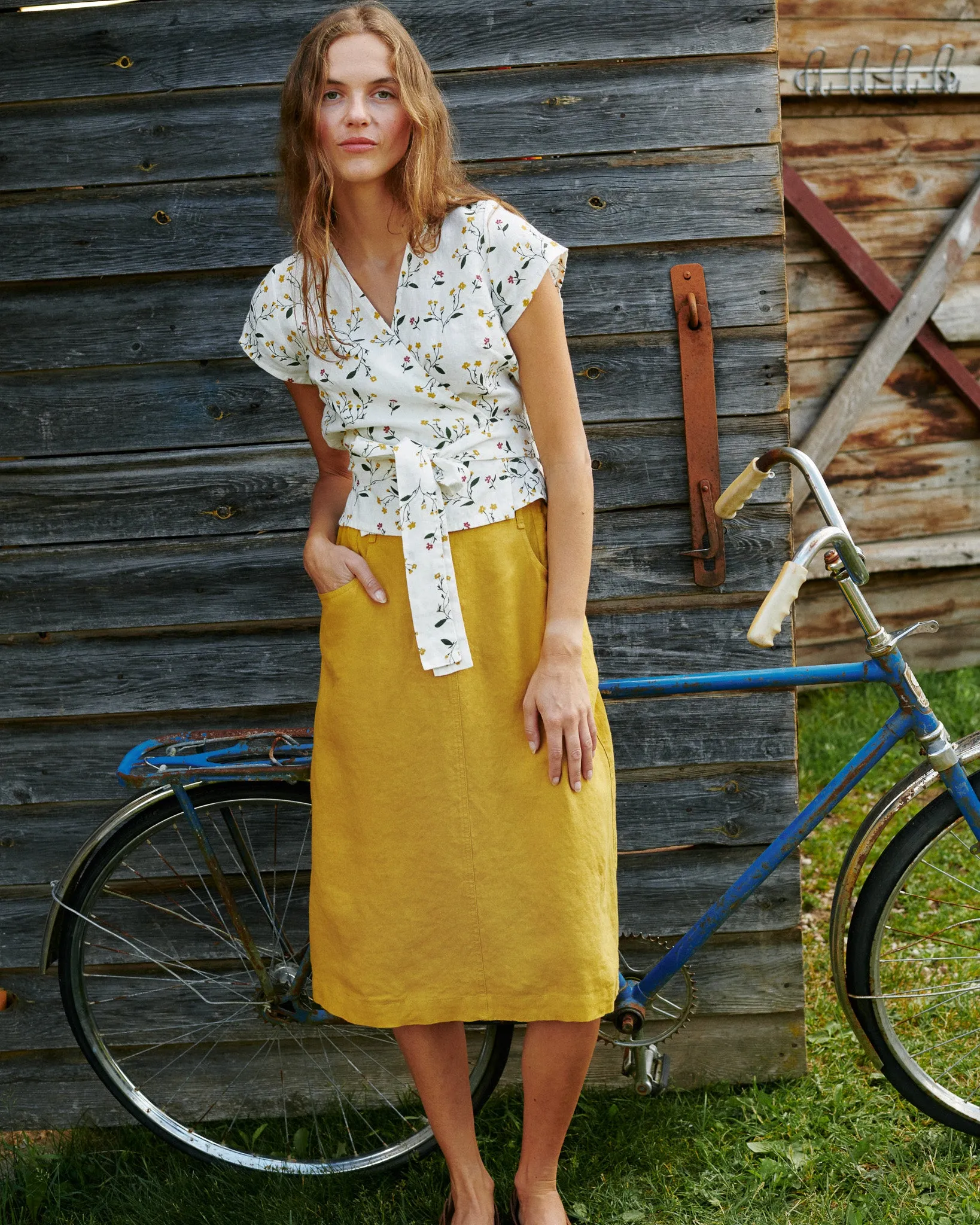 R: MATERA linen skirt (Size: S; Color: Admiral Blue)