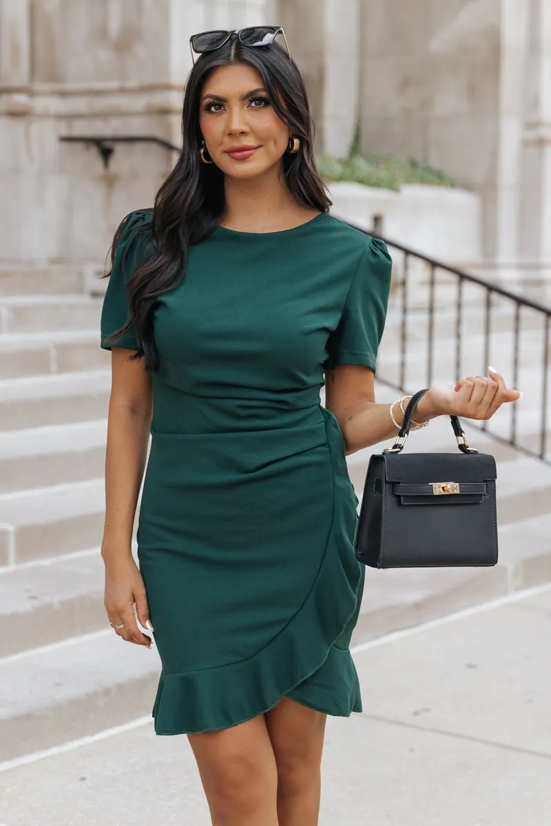 Romantic Green Ruffled Mini Dress - FINAL SALE