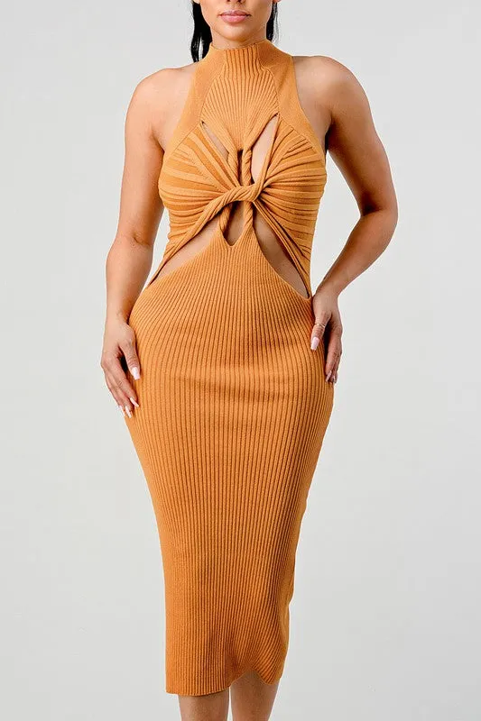 Romantic Night Cutout Knit Bodycon Dress