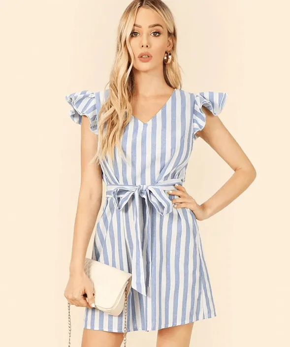 SARAH SASH STRIPE DRESS