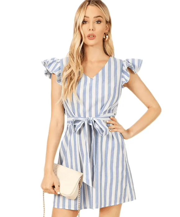 SARAH SASH STRIPE DRESS