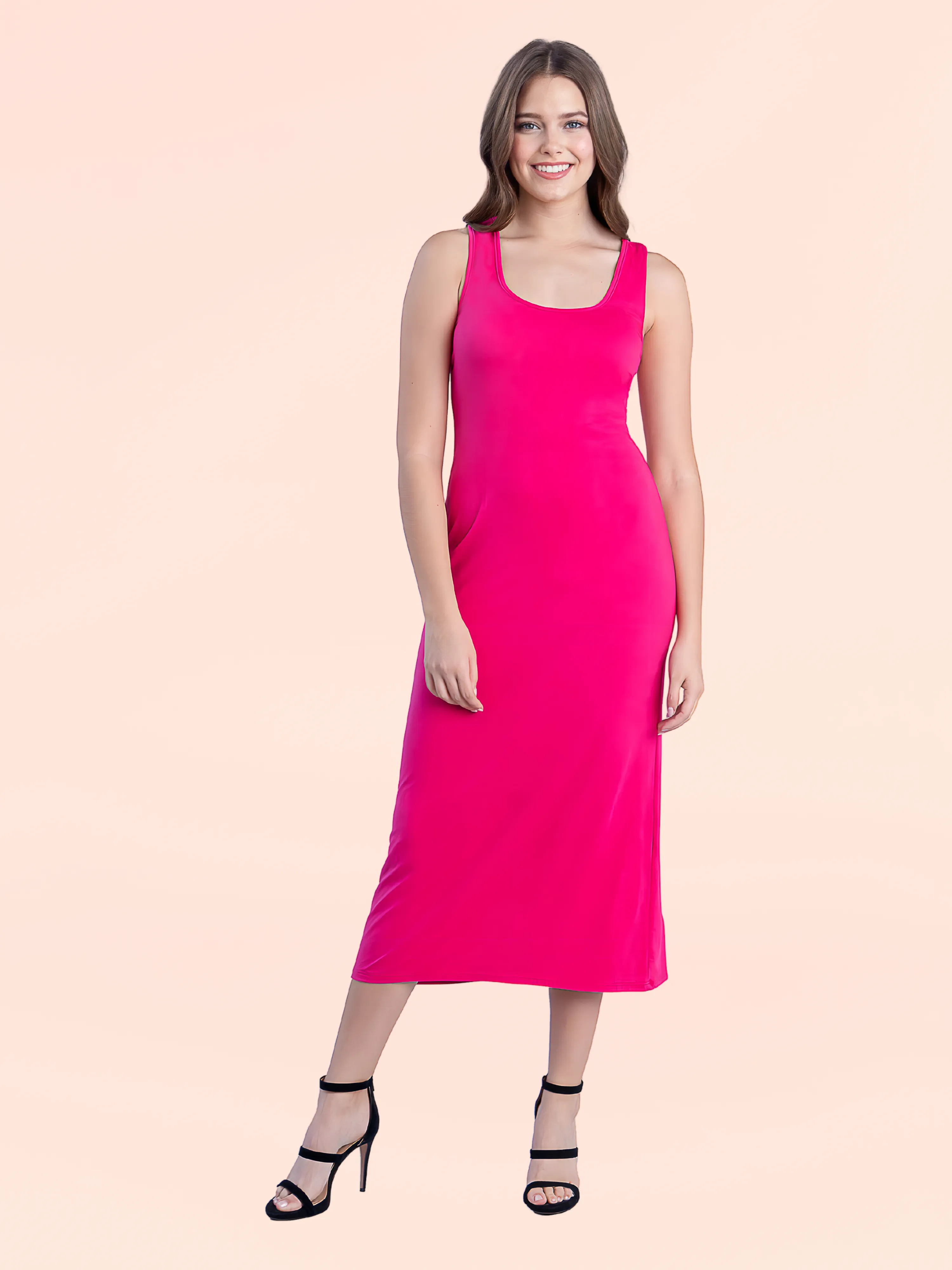 Scoop Neck Maxi Dress with Racerback Detail