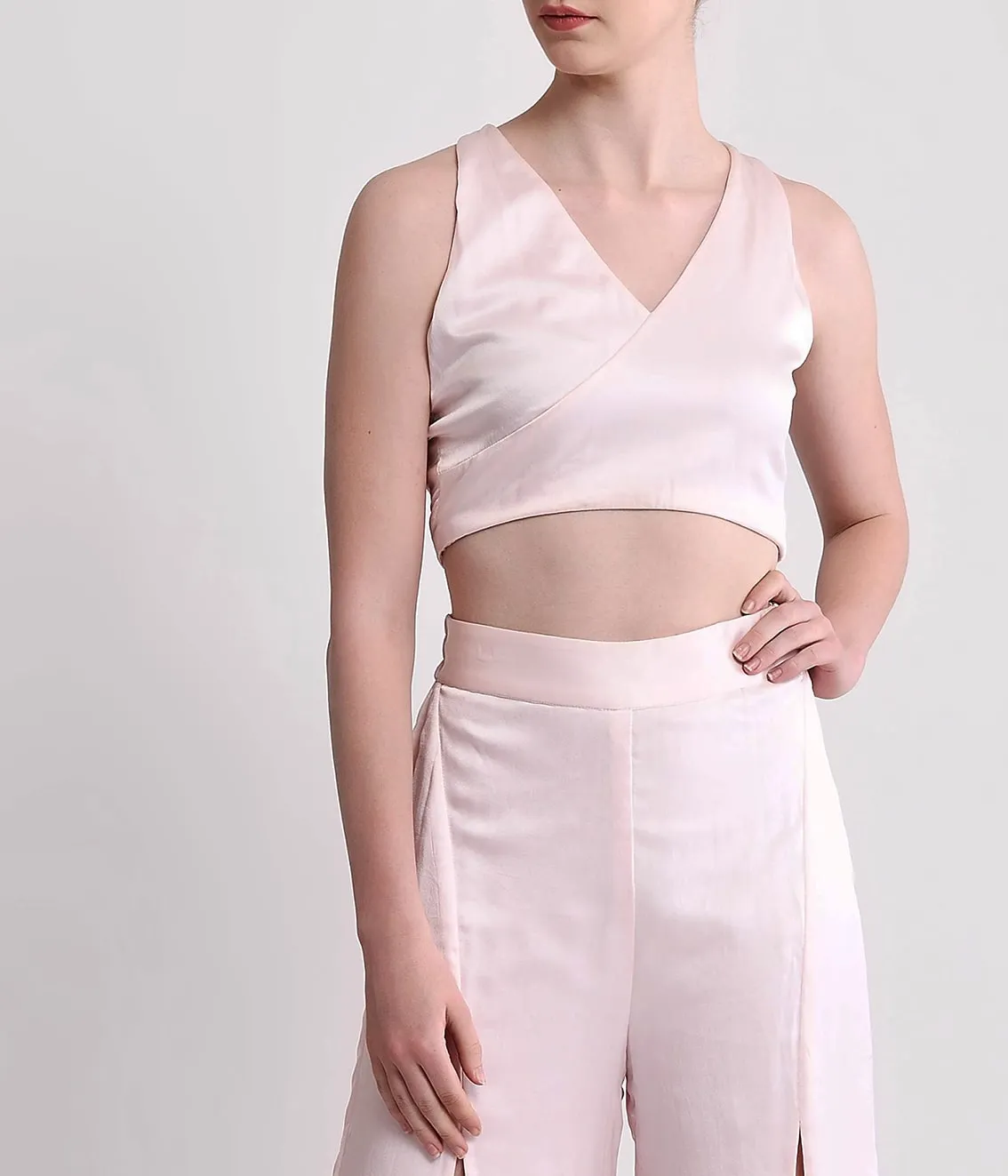 Silk Crop Top & Pants Co ord set