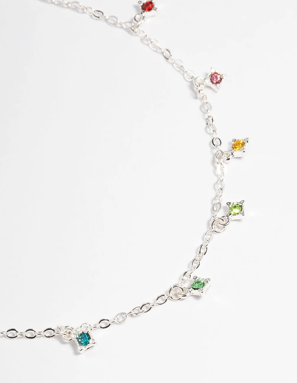 Silver Rainbow Diamante Anklet