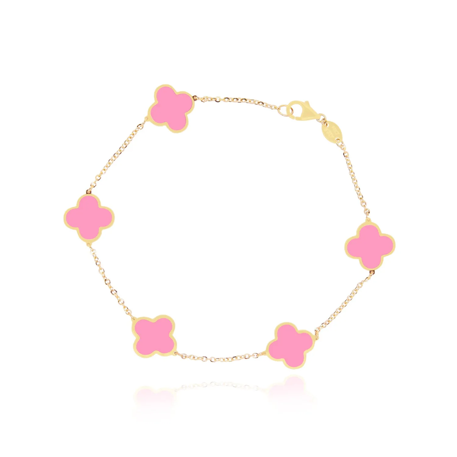 Small Bubblegum Pink Clover Bracelet