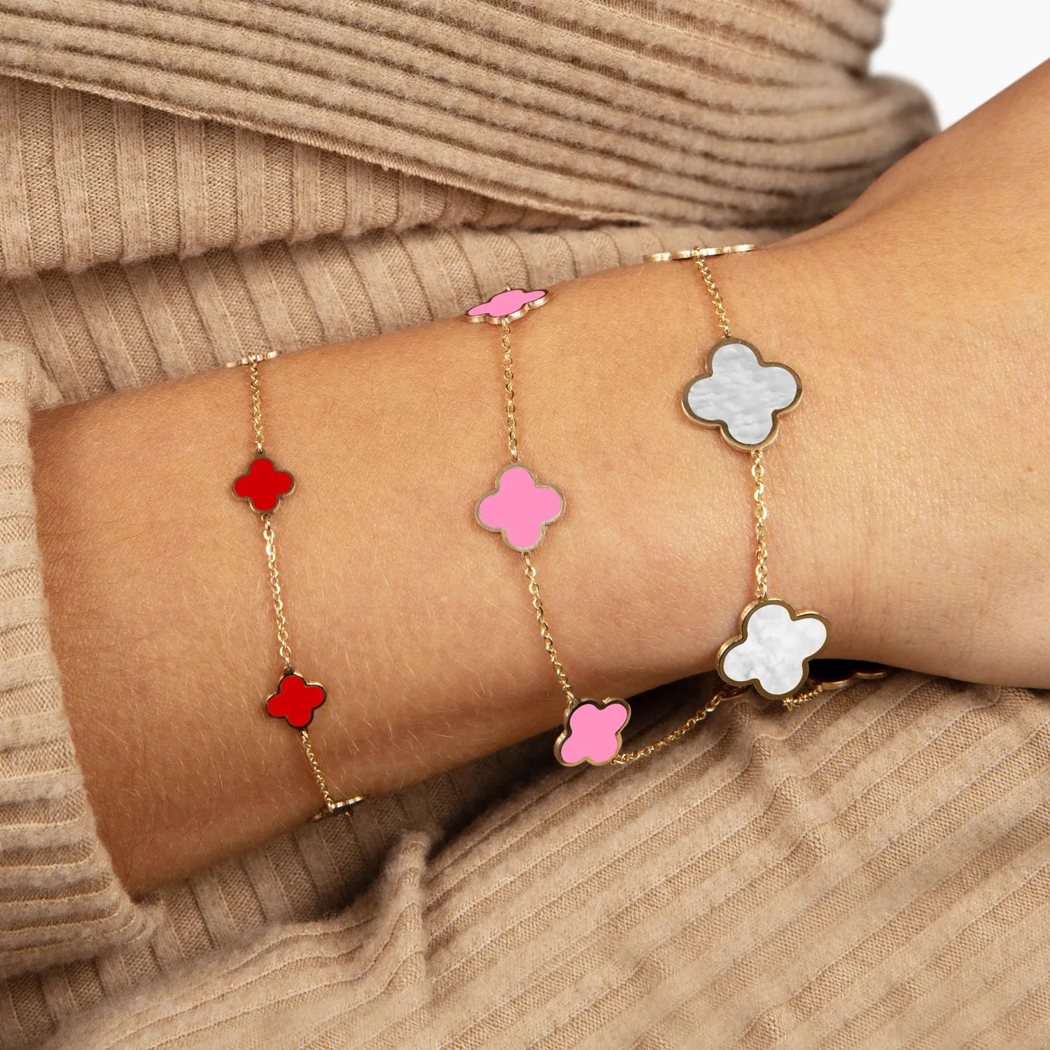 Small Bubblegum Pink Clover Bracelet