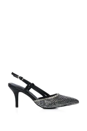 SORREL-BLACK SLINGBACK KITTEN PUMP