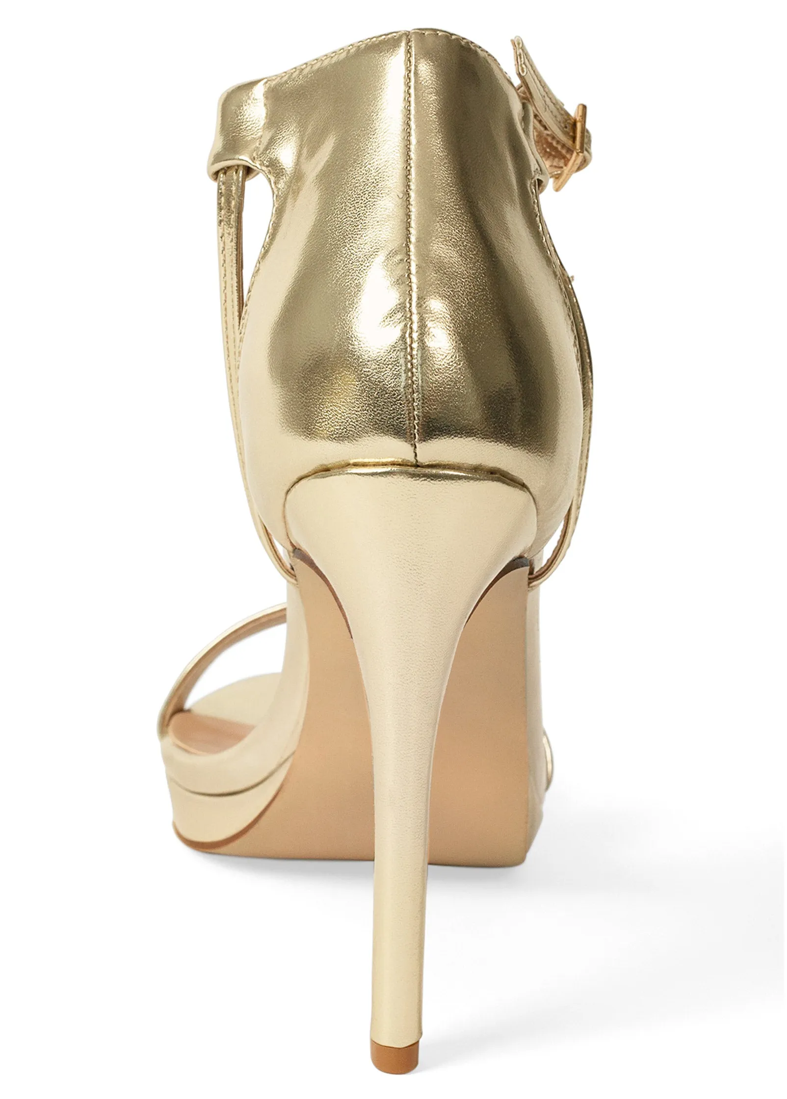 T-Strap Heels - Gold