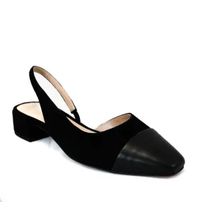 The Cap Toe Slingback Pump in Black