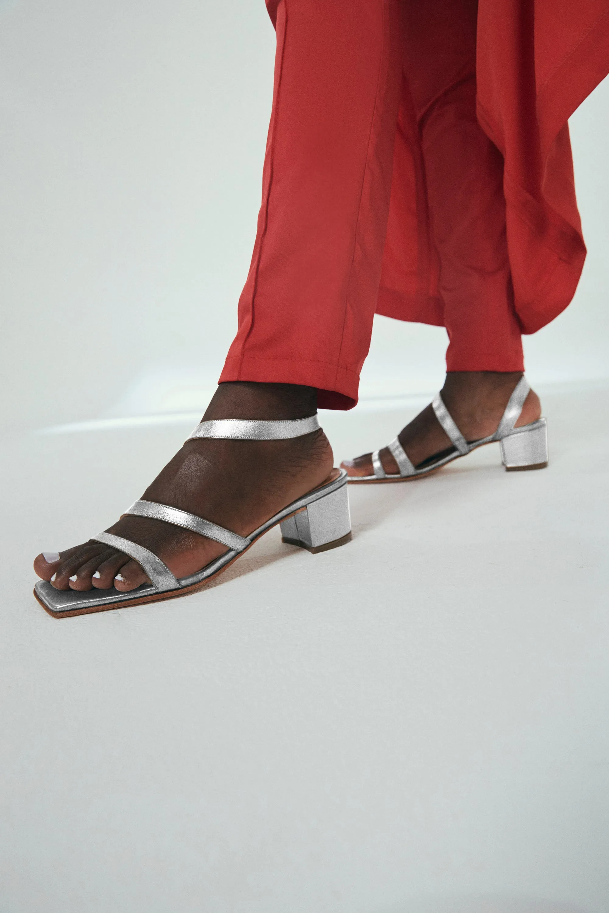 The Delfina Sandal in Silver