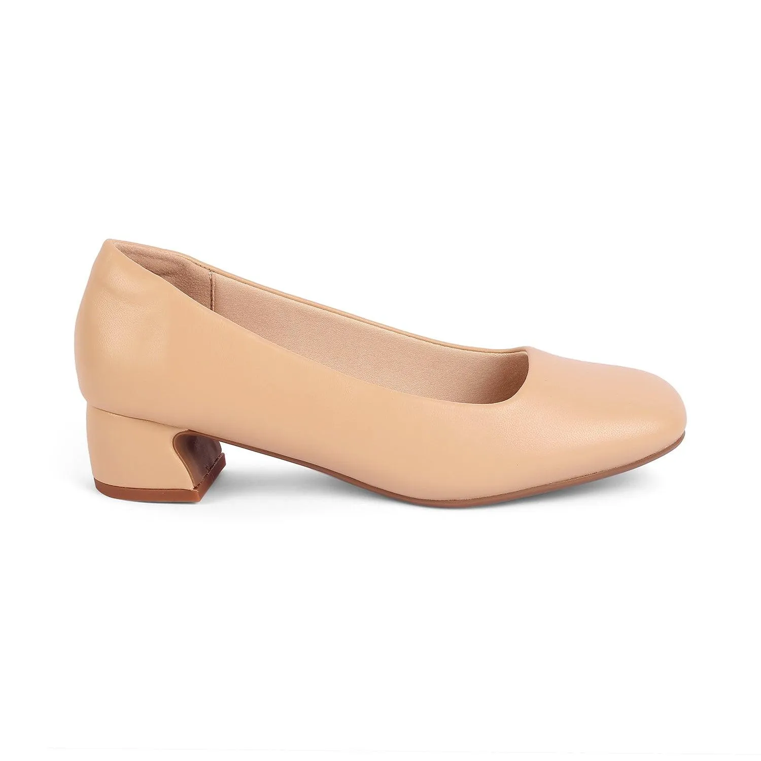 Tresmode Riyan Beige Women's Casual Block Heel Pumps