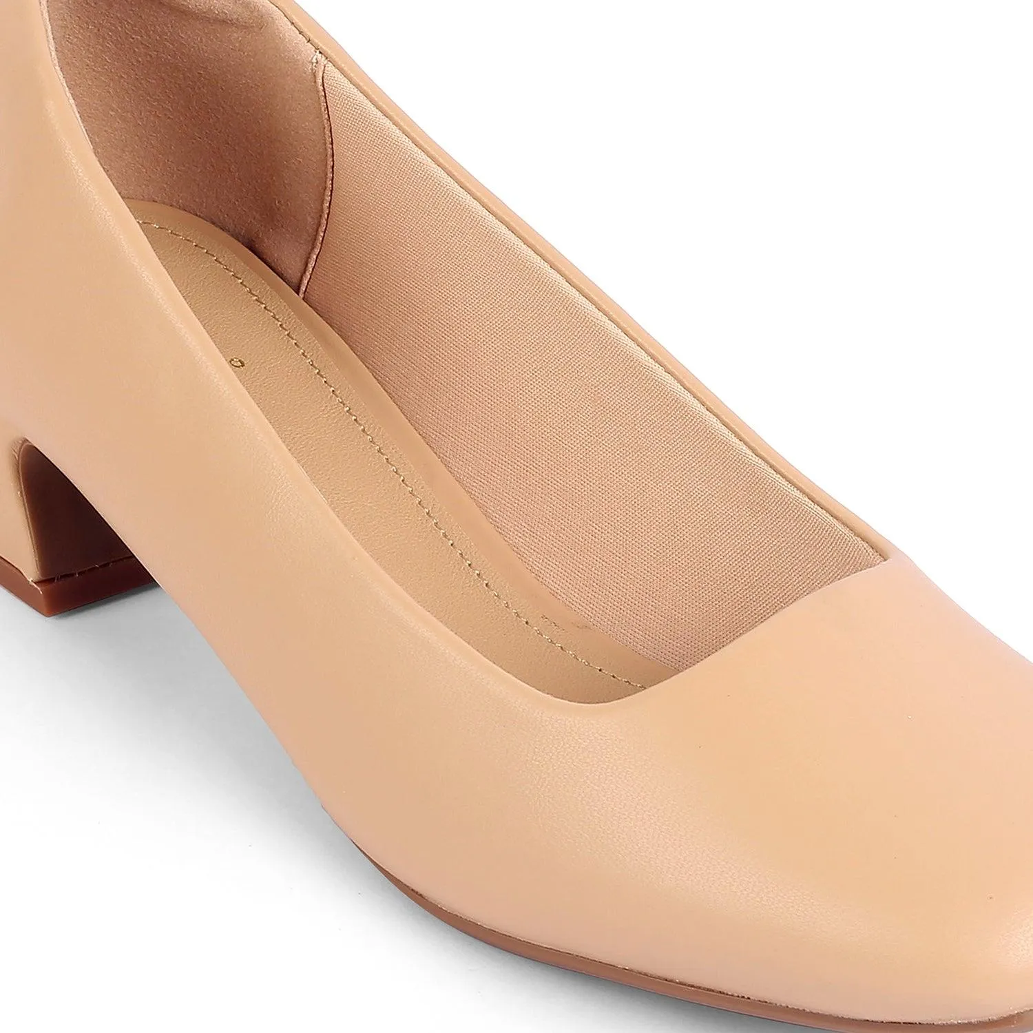 Tresmode Riyan Beige Women's Casual Block Heel Pumps