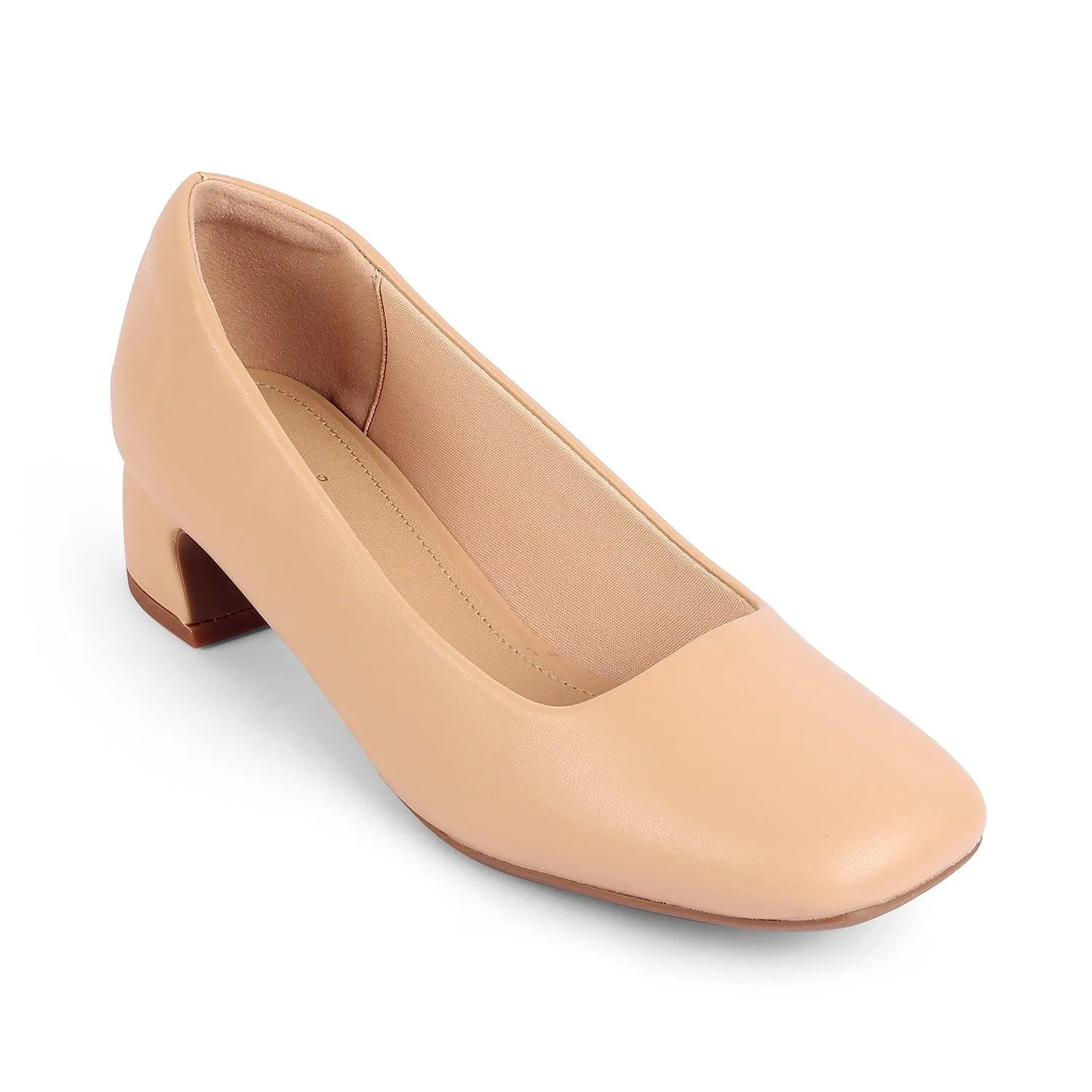 Tresmode Riyan Beige Women's Casual Block Heel Pumps