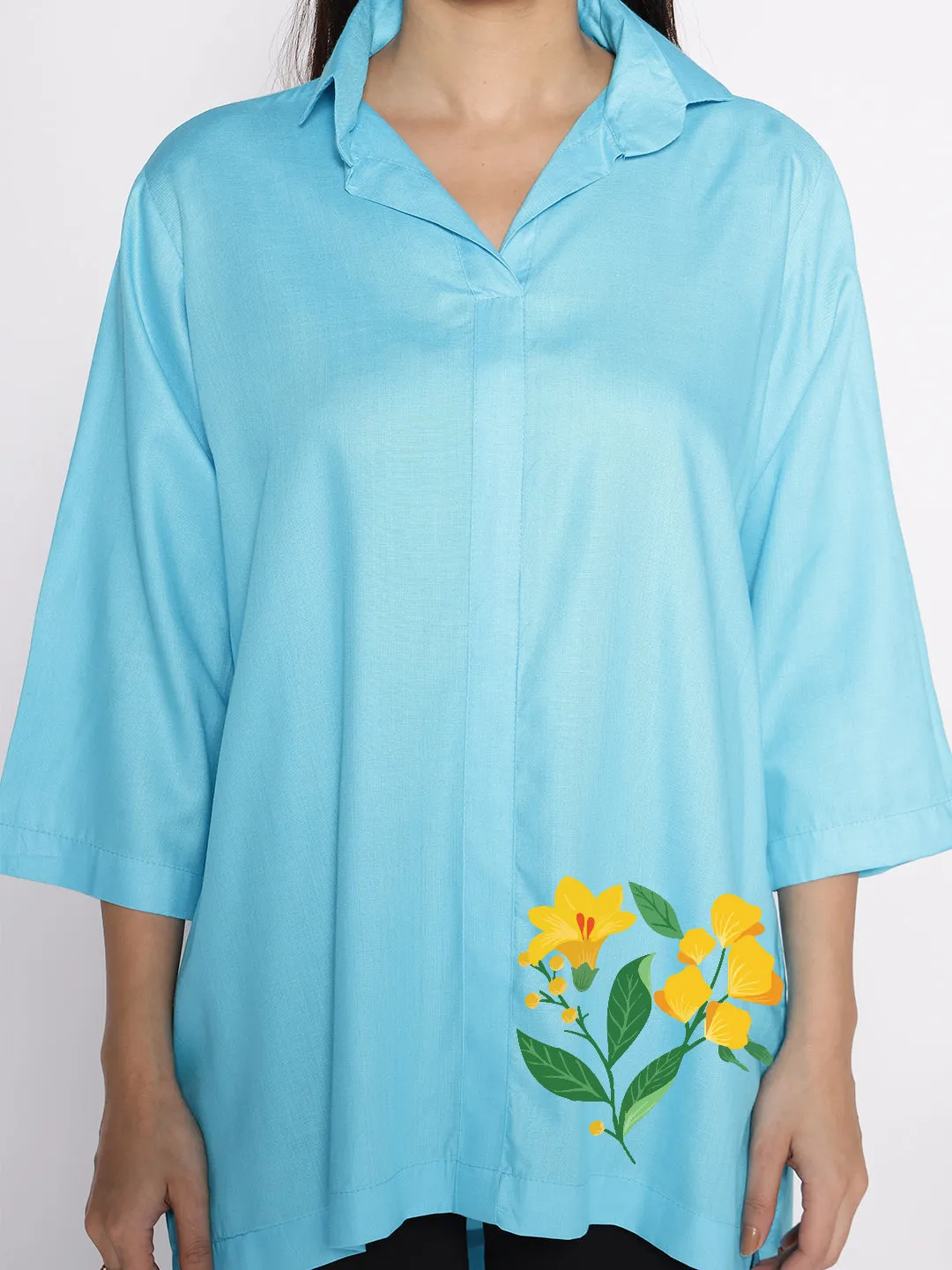 Turquoise Rayon ShirtTop - Narciso