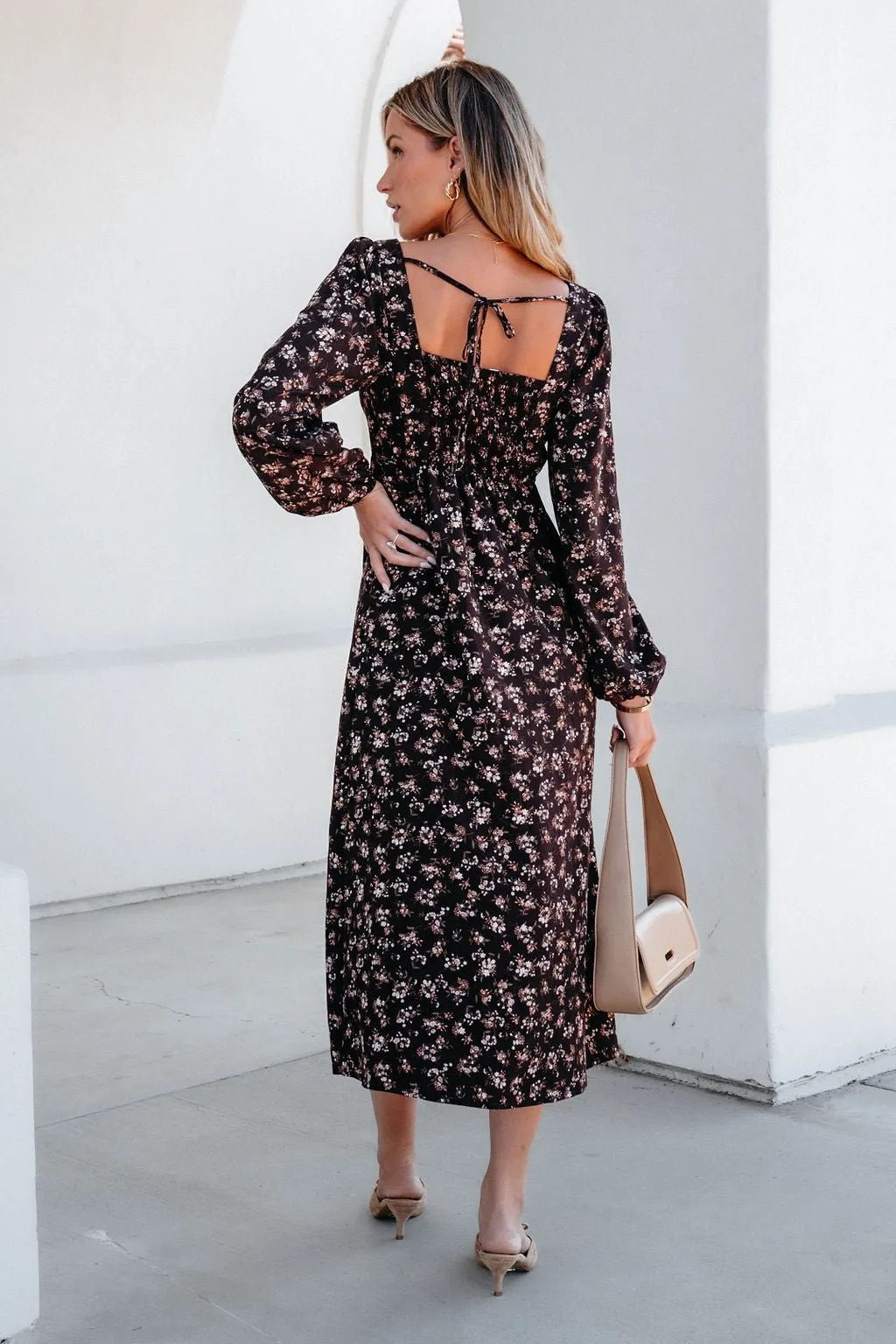 Waiting For You Floral Slit Midi Dress - FINAL SALE