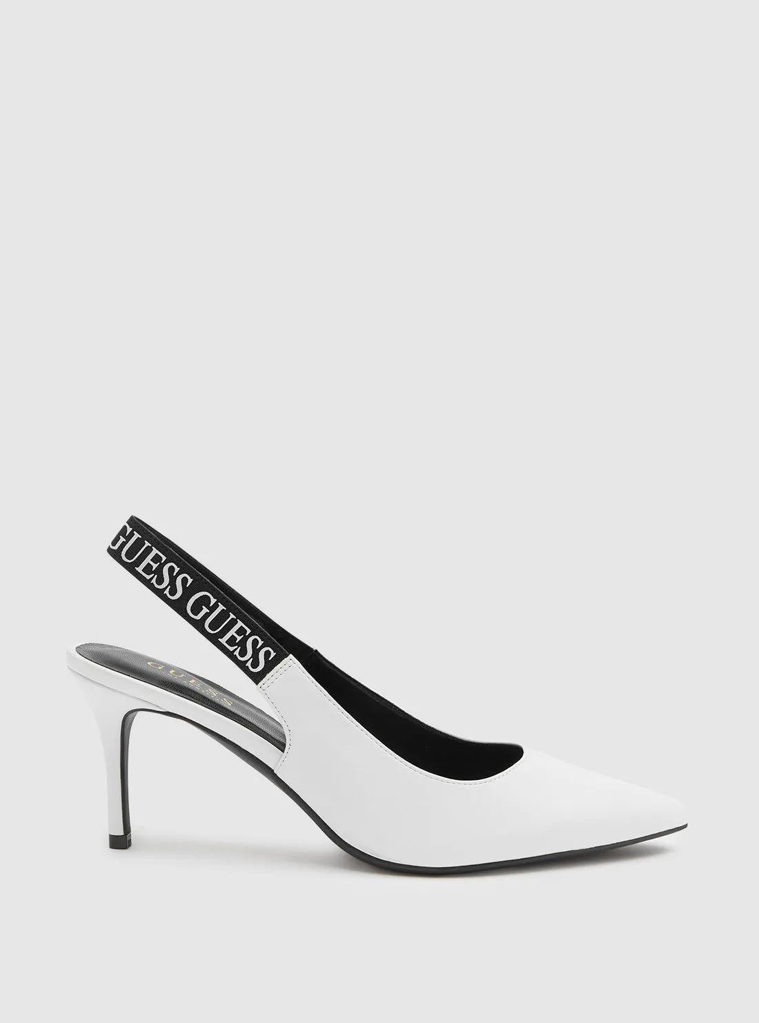 White Marsey Sling Back Heels