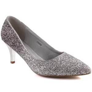 Women “JAIME” Glitter Closed Toe High Heel Platform Court Shoes