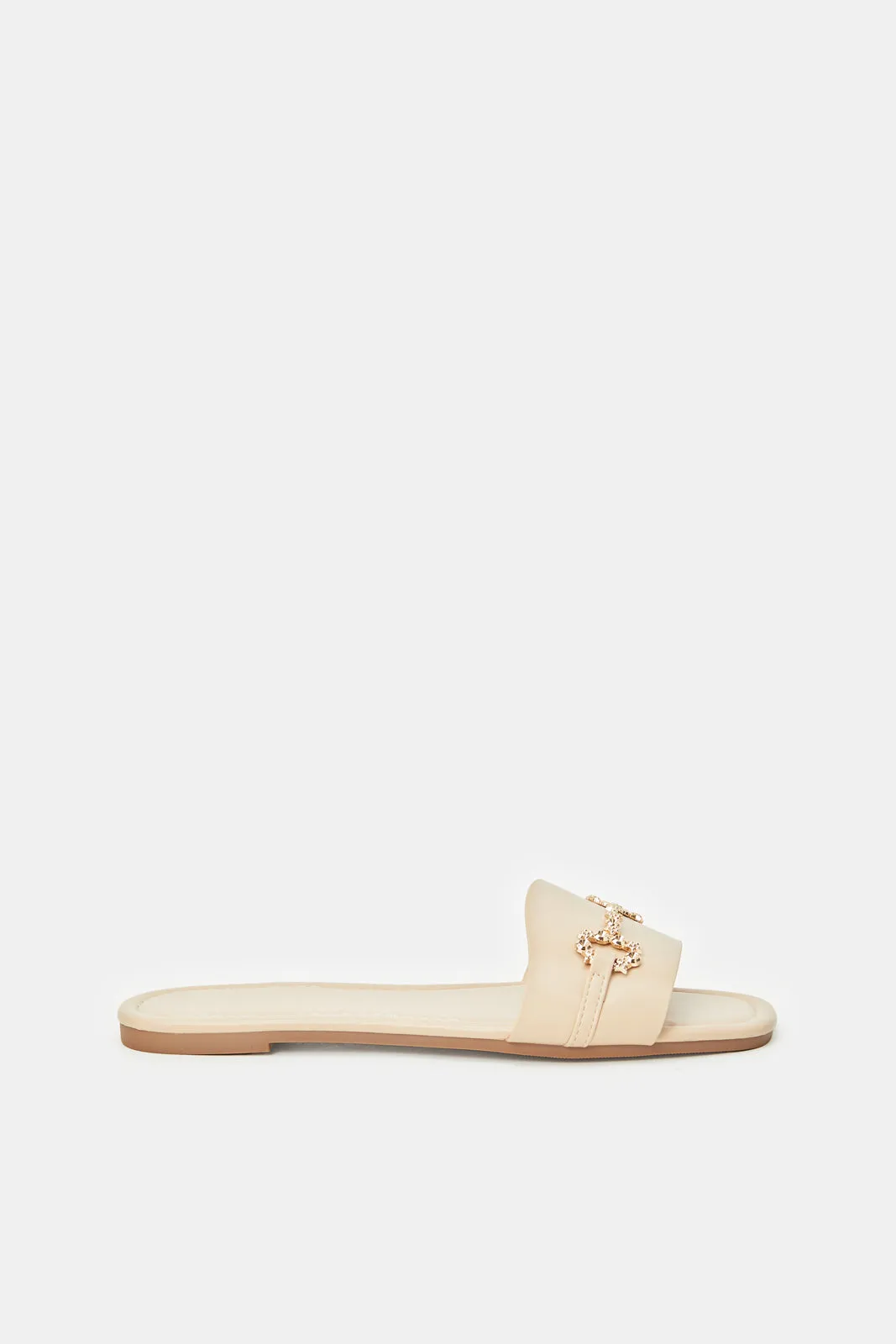 Women Taupe Buckle Mule